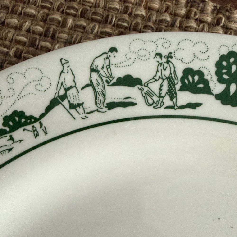 Syracuse China Broadmoor Hotel Green and White Decorative Golf Chop Plate - Picture 3 of 6